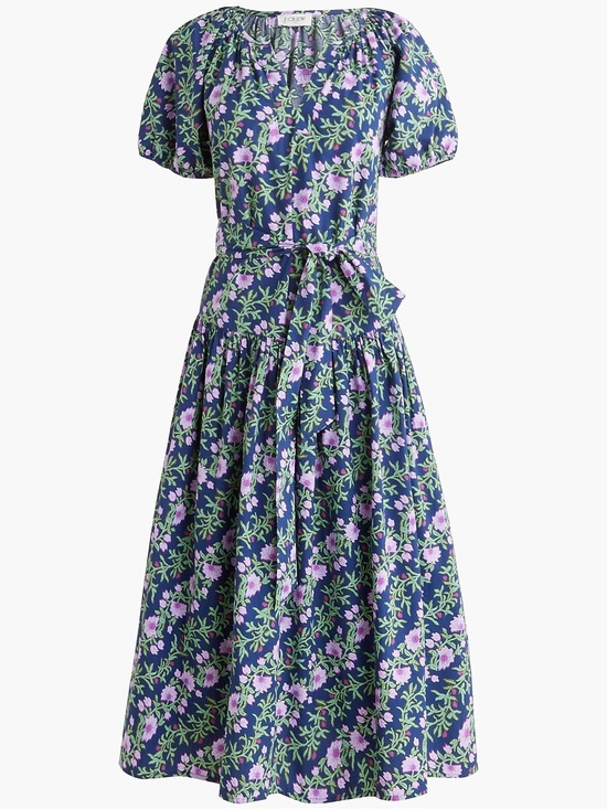 J. Crew Dresses & Skirts - J crew Puff-sleeve tie-waist midi dress size 8